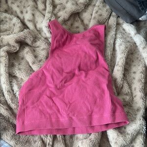Garage Pink Ribbed Sleeveless Crop Top